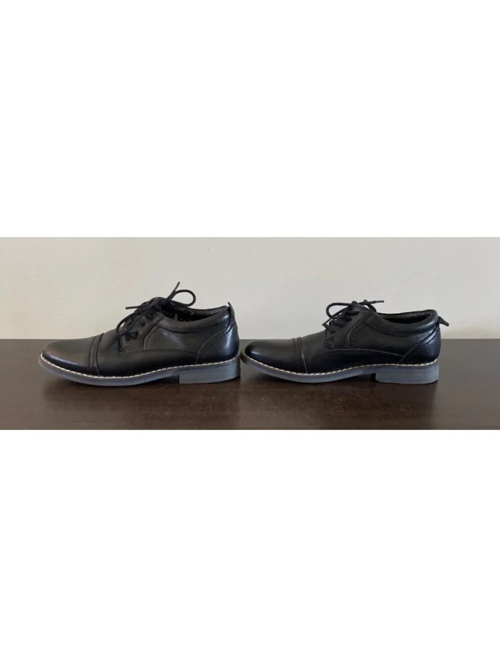 Steve Madden Boys Size 3 Toliverr Black Leather Oxford Dress Shoes Cap Toe